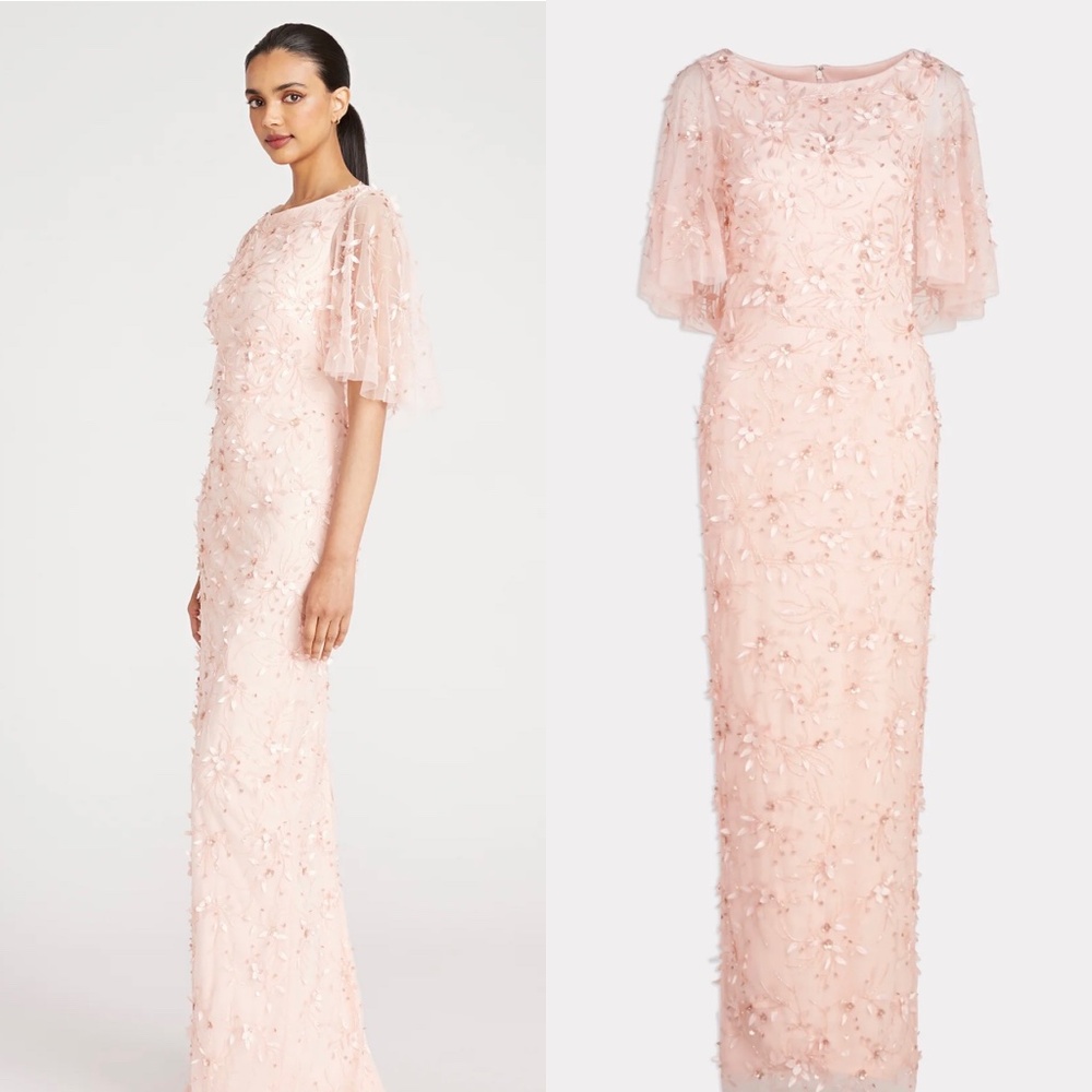 NWT Theia Romina Beaded Column Gown in Powder Blush size 10 - Picture 2 of 15